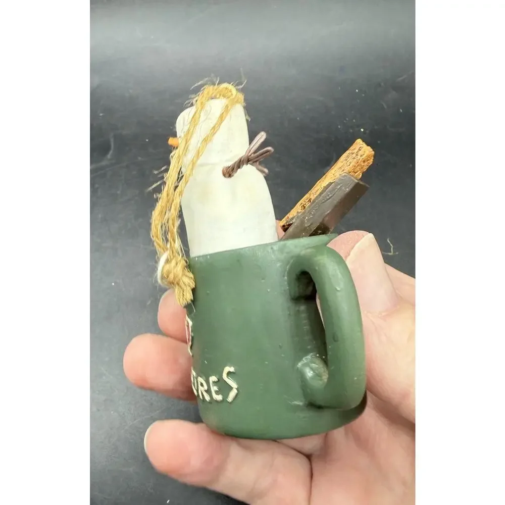 The Original Smores I Love Smores Marshmellow Snowman Green mug Ornament